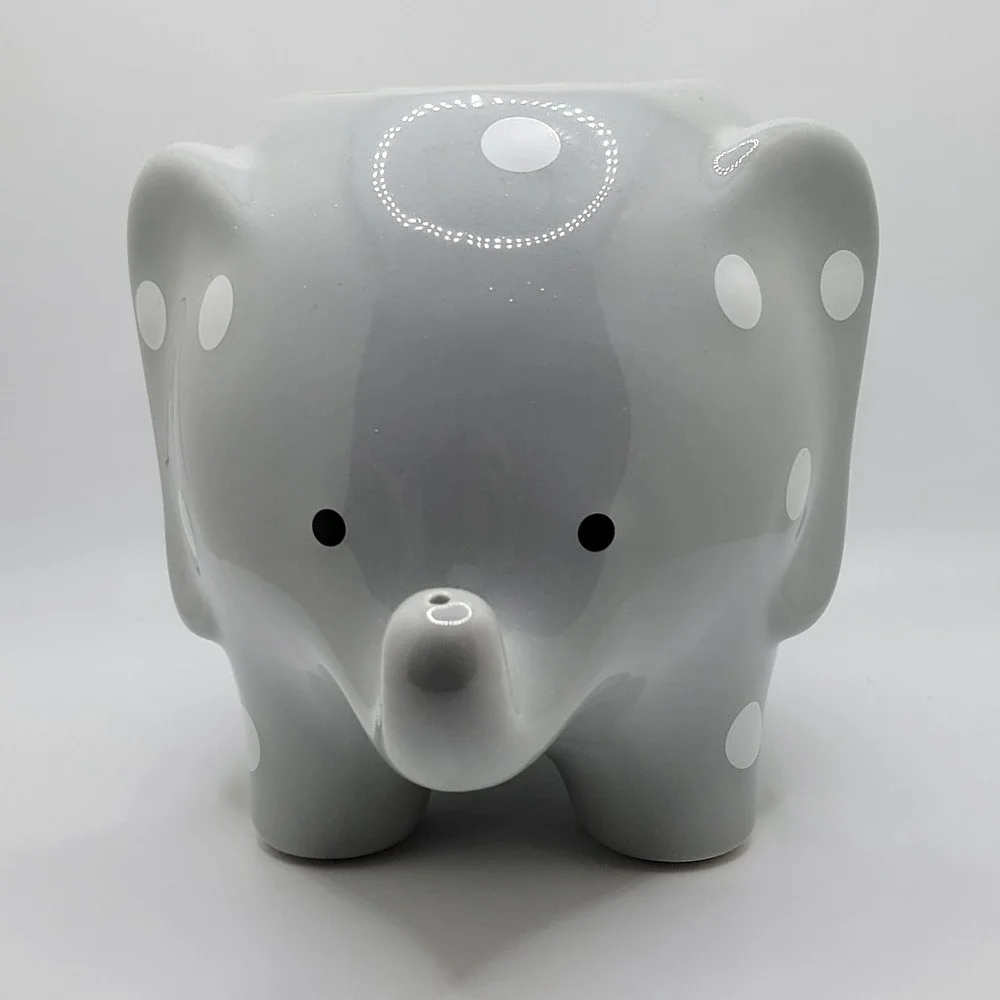 Grey Elephant Vase Polka Dot‎ Ceramic Succulent Planter Kawaii Cottagecore